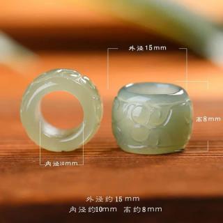 dold天然和田玉回纹跑环青玉白玉配件吊坠手链文玩手持绳diy配饰 一个